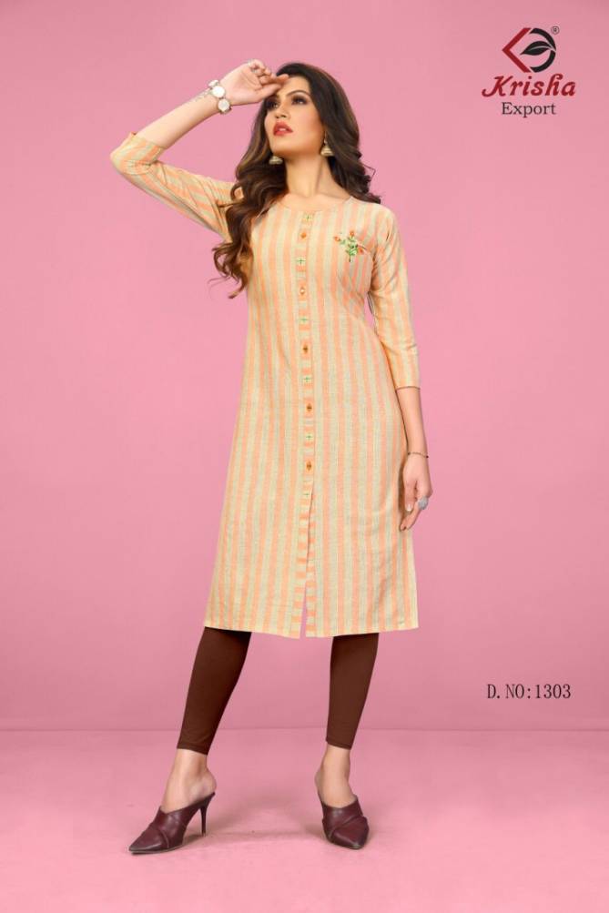 Krisha Cocktail Regular Wear Weaving Cotton Stripes Designer Kurti Collection